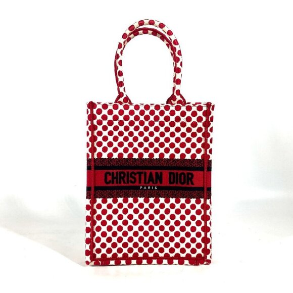 Dior DIORAMOUR CHRISTIAN DIOR Amour Vertical Book Tote Polka dot Hand Bag - Picture 1 of 10